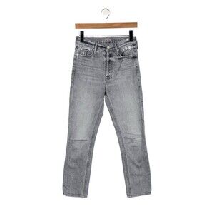 Mother The Button Fly Dazzler Ankle Shadows in The Grass Jeans in Grey Size 25